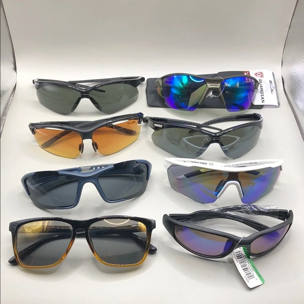 Huge lot 8 sporty outdoors safety men's sunglasses variety of brands bundle.